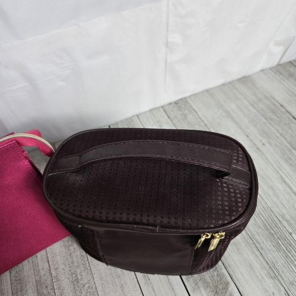 Lot Of 2 Estee Lauder LANCOME Cosmetic Make Up Bags Pink Plum - Picture 7 of 9